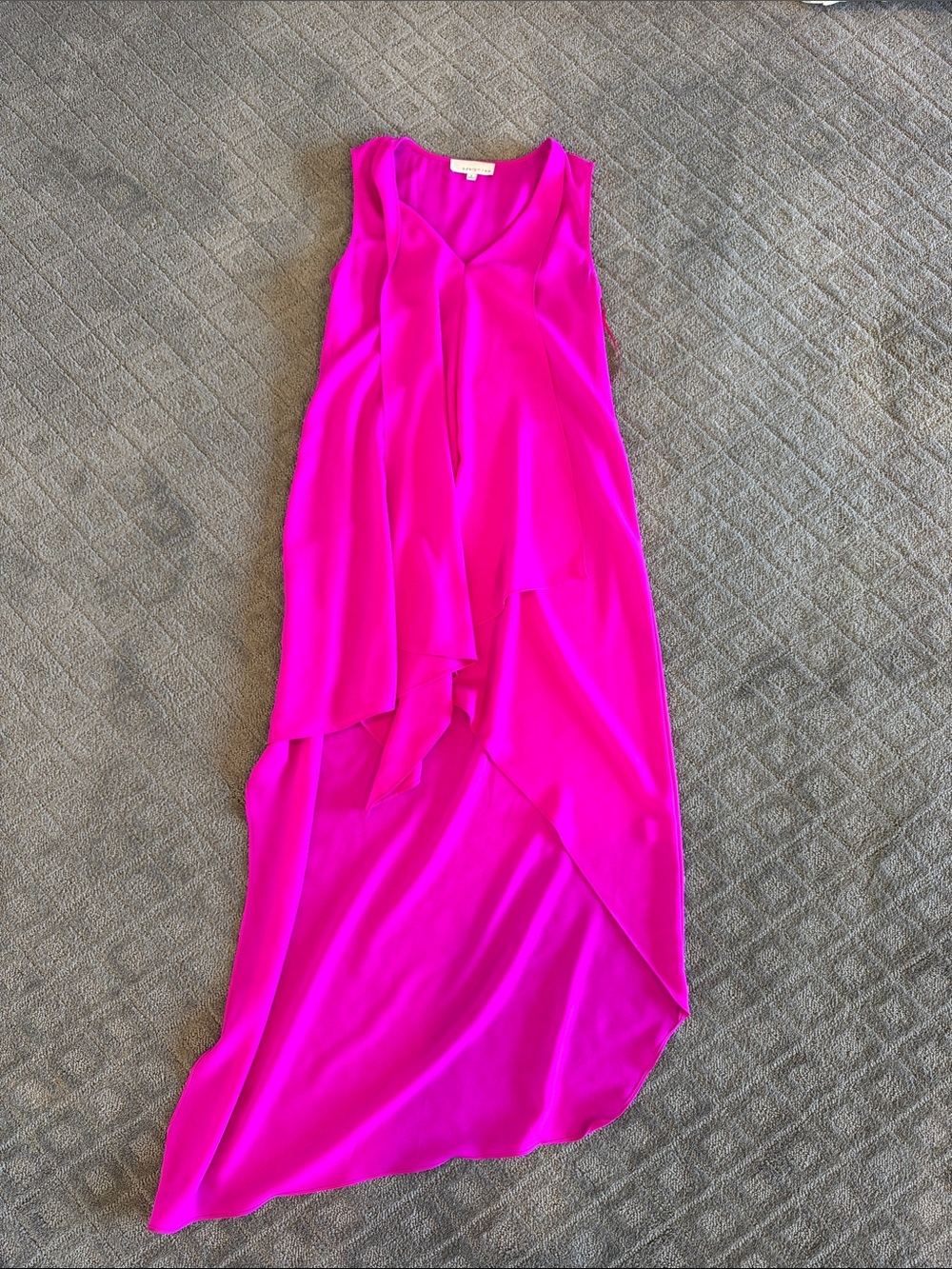 Adelyn Rae V-Neck Fuchsia High-Low Maxi Dress